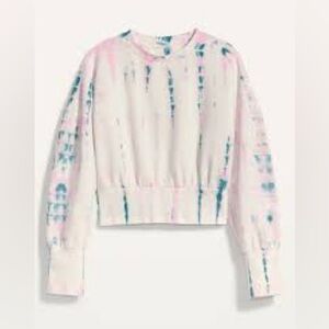 Tie Dye🩵🩷Pullover Sweatshirt Crop White Pink Blue Medium